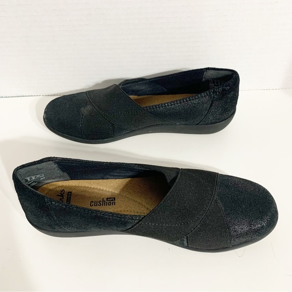 Clarks Collection Soft Cushion Slip On Comfort Shoes Textile Upper Rubber Sole - Picture 3 of 10